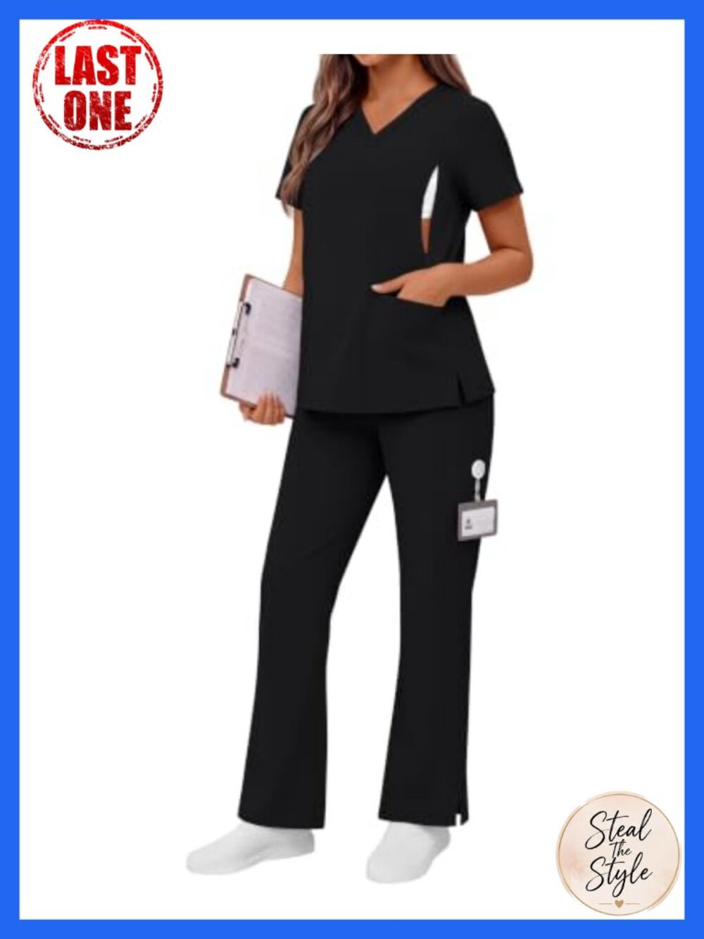 Maternity Scrub Set Nurse Uniform V-Neck Top Pants Medical Workwear